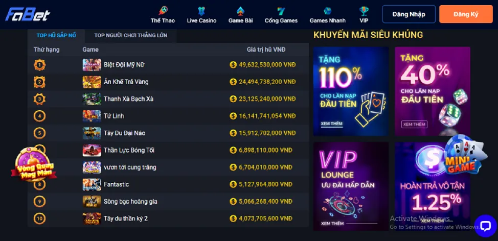 Thưởng nạp lại eu9vn